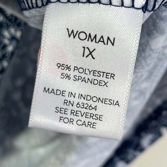 Westport Womens Plus 1X Floral Roll Tab Sleeve Tunic Top Stretch Shirt V Neck - Picture 6 of 11